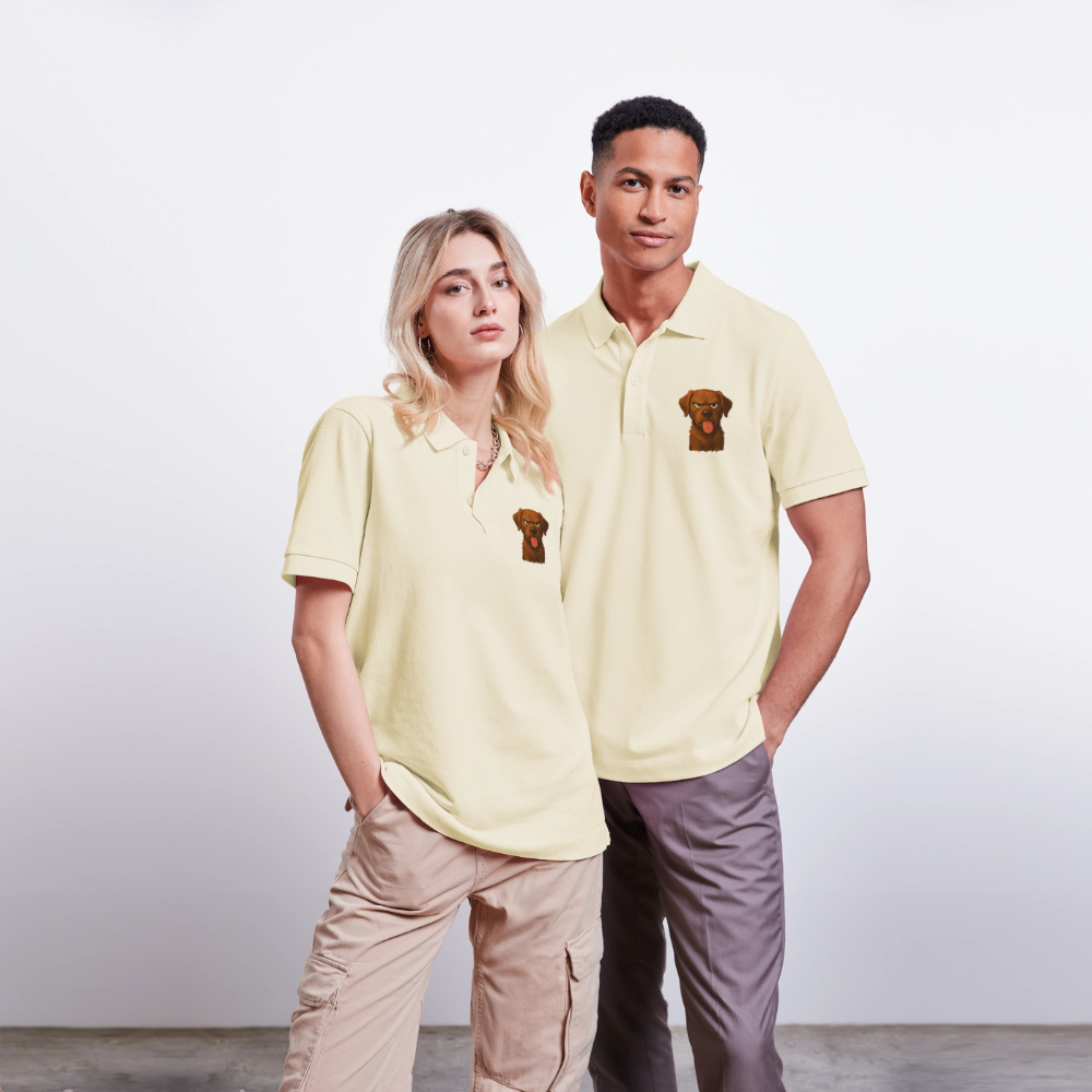 Labrador Poloshirt – Frecher Cartoon Hund mit Zunge | Lustiges Geschenk für Hundefans und Hundebesitzer - Weißgrau
