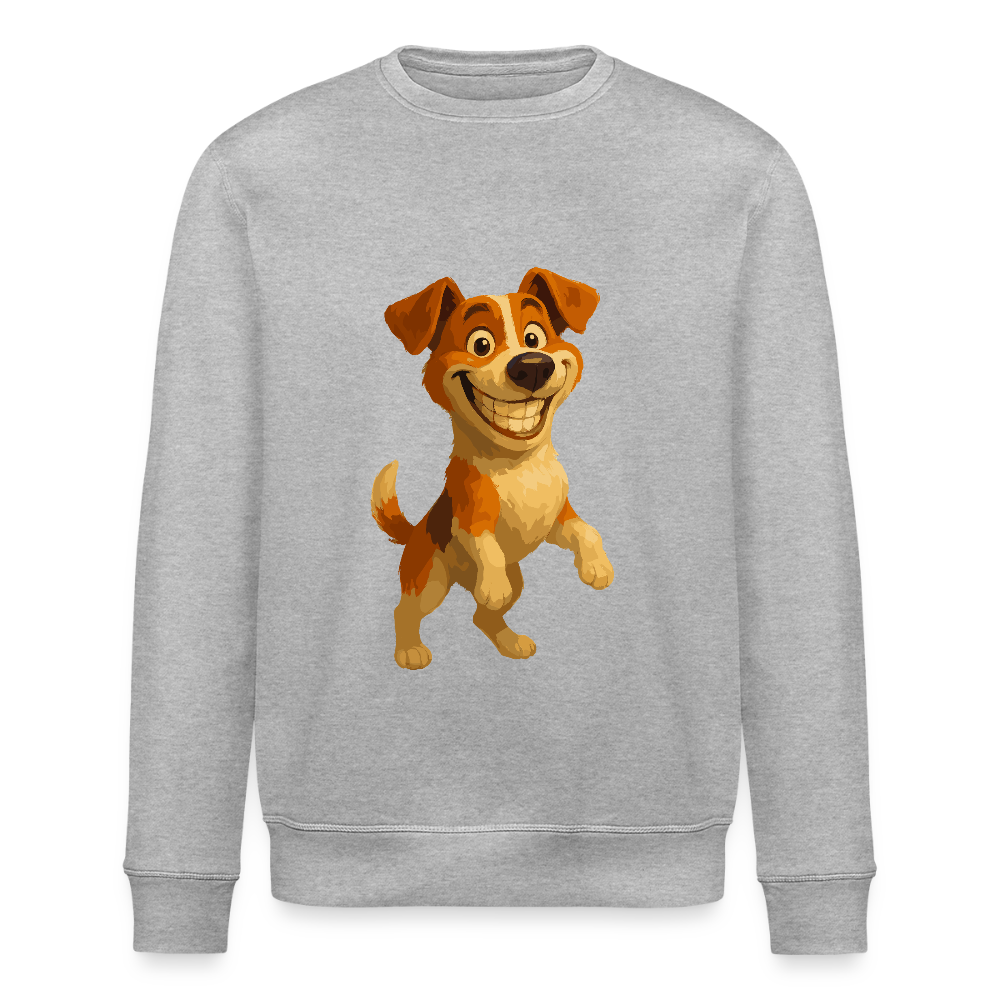 Jack Russell Terrier Sweatshirt breit grinsend – süßer Cartoon Hund, lustiges Motiv für Hundeliebhaber & Geschenkidee für Tierfreunde - Grau meliert