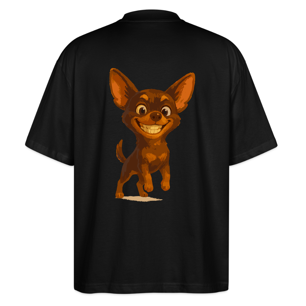 Grinsender Chihuahua Oversized Cartoon Hund – witziges Tiermotiv mit großem Lächeln, Geschenkidee für Hundefans und Tierfreunde - Schwarz