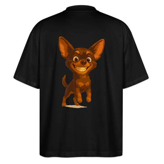 Grinsender Chihuahua Oversized Cartoon Hund – witziges Tiermotiv mit großem Lächeln, Geschenkidee für Hundefans und Tierfreunde - Schwarz