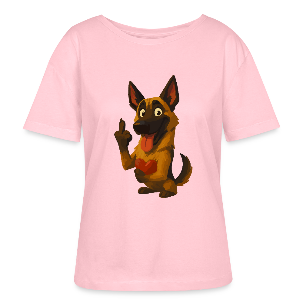 Frecher Malinois Shirt mit Herz – witziges und provokantes Hunde Cartoon Motiv für Hundeliebhaber mit Sinn für Humor - Hellrosa