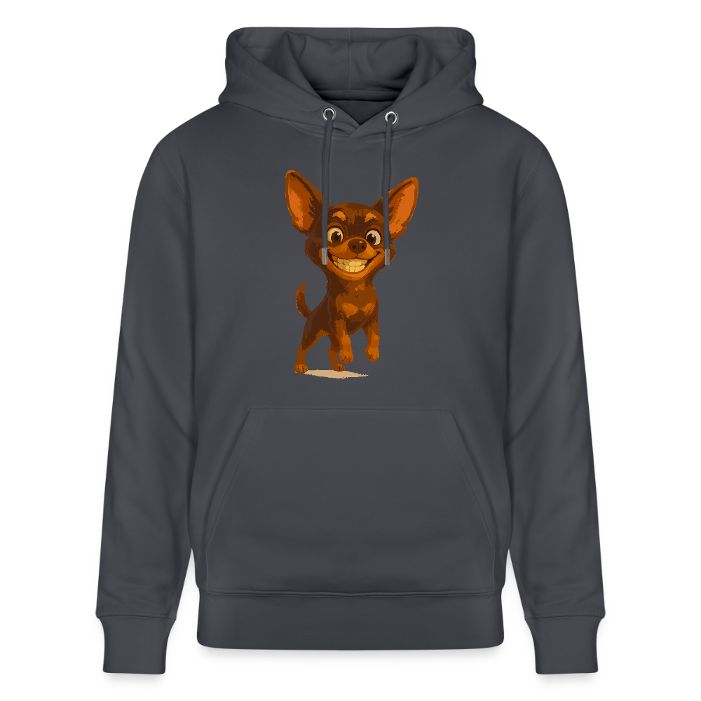 Grinsender Chihuahua Hoodie Cartoon Hund – witziges Tiermotiv mit großem Lächeln, Geschenkidee für Hundefans und Tierfreunde - Indigoblau