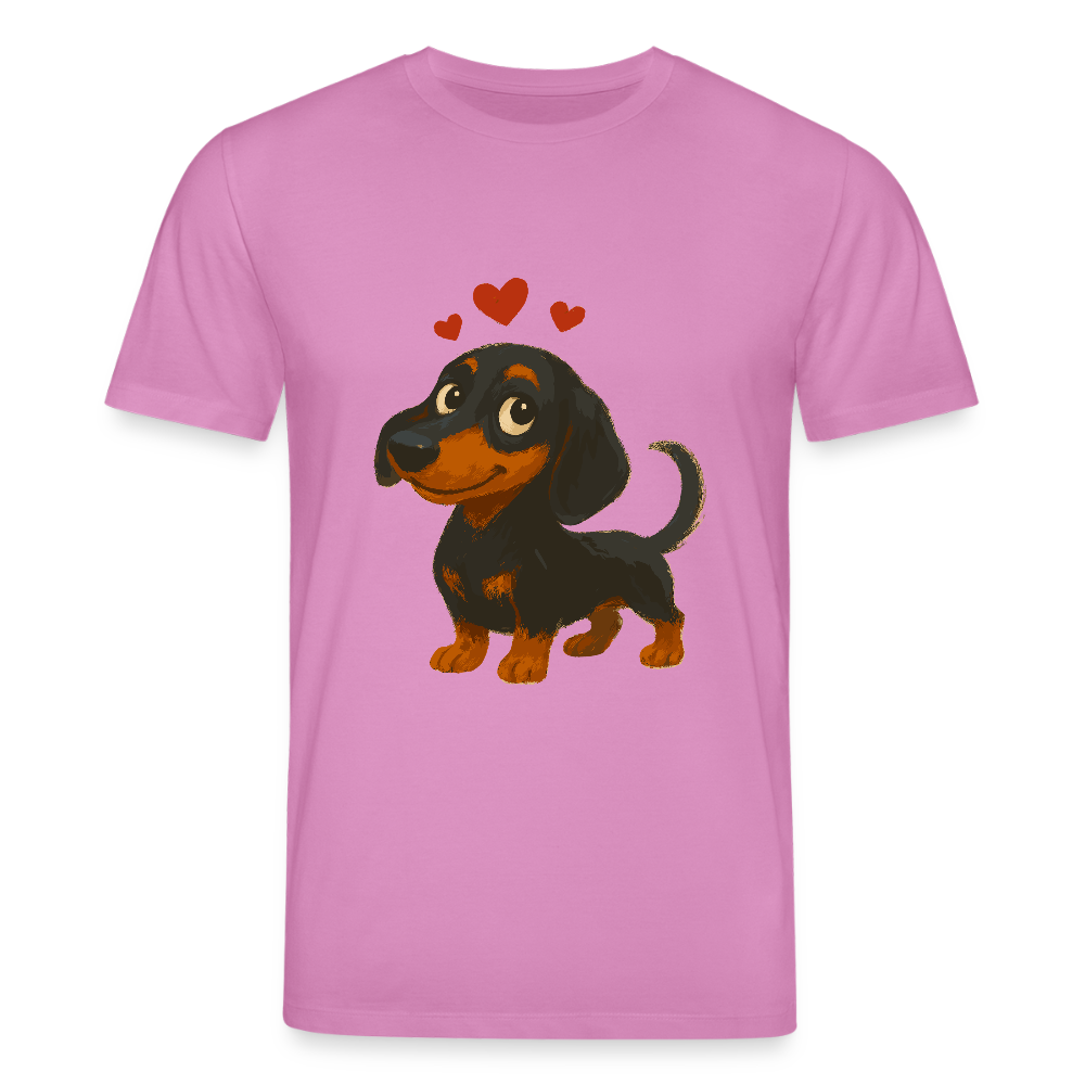 Dackel T-Shirt – Verliebter Cartoon Dachshund | Süßer Hund Pullover Geschenk mit Herzen für Valentinstag & Hundefans - Pink