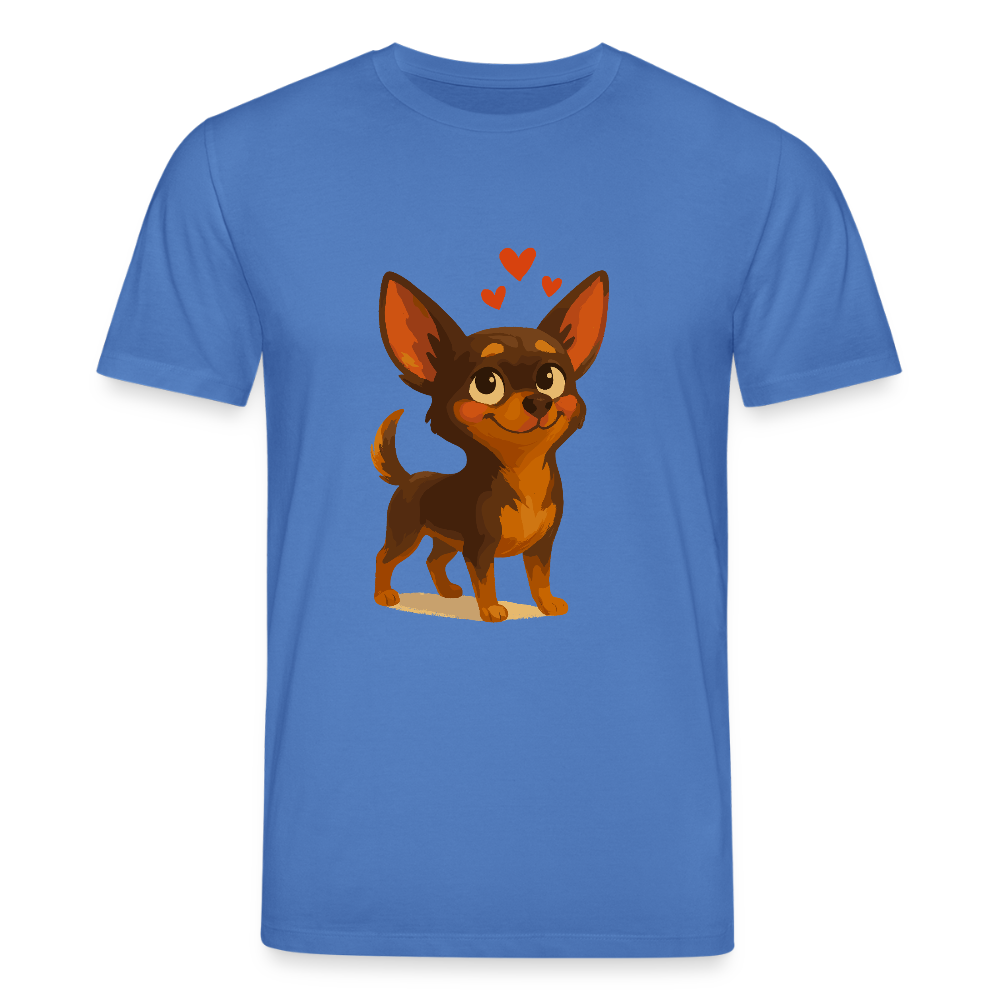 Verliebter Chihuahua T-Shirt Cartoon Hund mit Herzen – süßes romantisches Tiermotiv, Geschenkidee für Valentinstag und Hundefans - Achtsames Blau