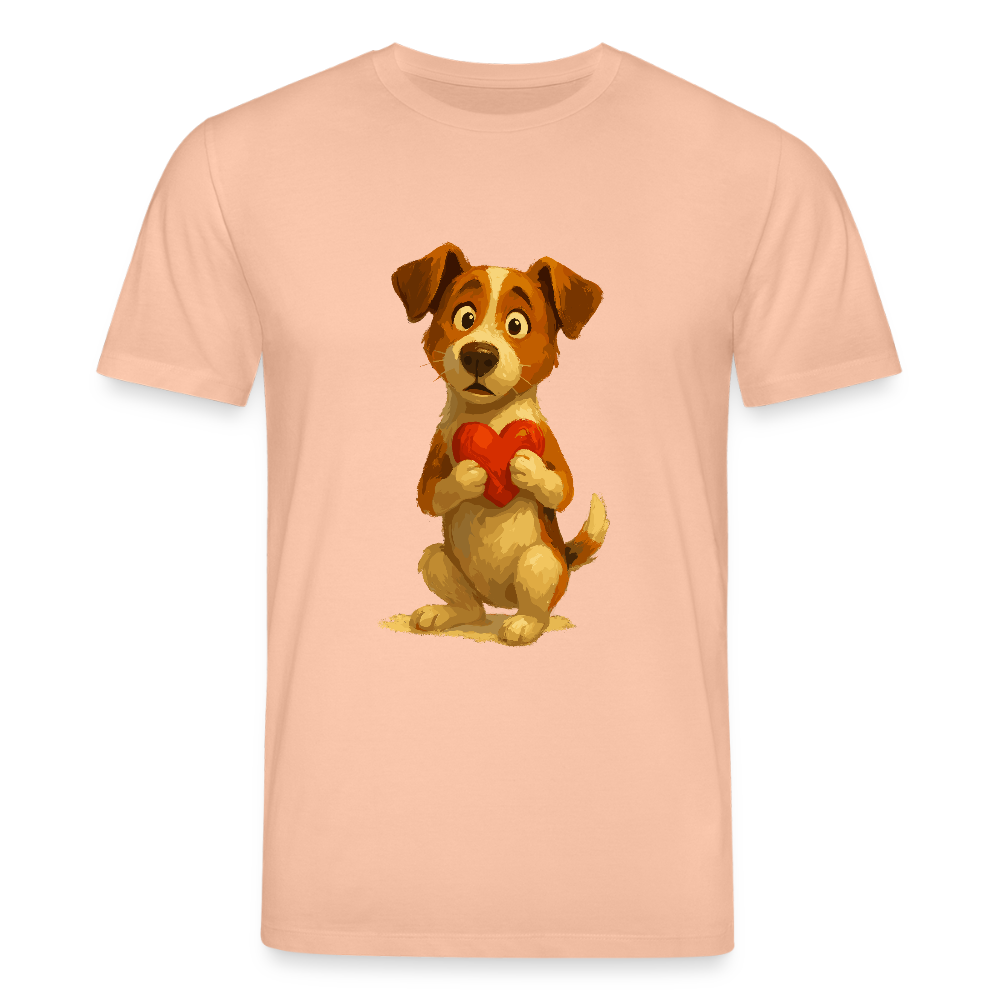Jack Russell Terrier T-Shirt mit Herz – süßes Cartoon Motiv, liebevoller Hund, Geschenkidee für Valentinstag und Hundeliebhaber - Pfirsich