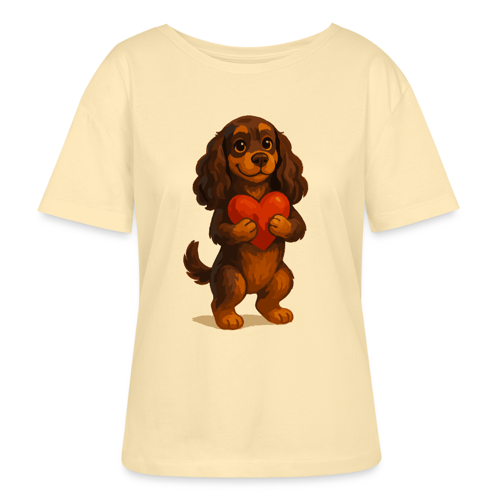 Cocker Spaniel Shirt mit Herz – Süßer Cartoon Hund, perfektes Motiv für Valentinstag und Hundeliebhaber - Creme