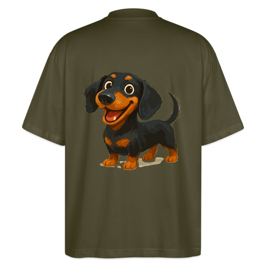Dackel Oversized – Fröhlicher Cartoon Dachshund | Niedlicher Hund Pullover Geschenk für Hundefans - Khaki