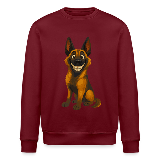 Malinois Sweatshirt Grinsender Cartoon – lustiger Belgischer Schäferhund im gemalten Stil als humorvolles Hunde Motiv für Hundeliebhaber - Burgunderrot