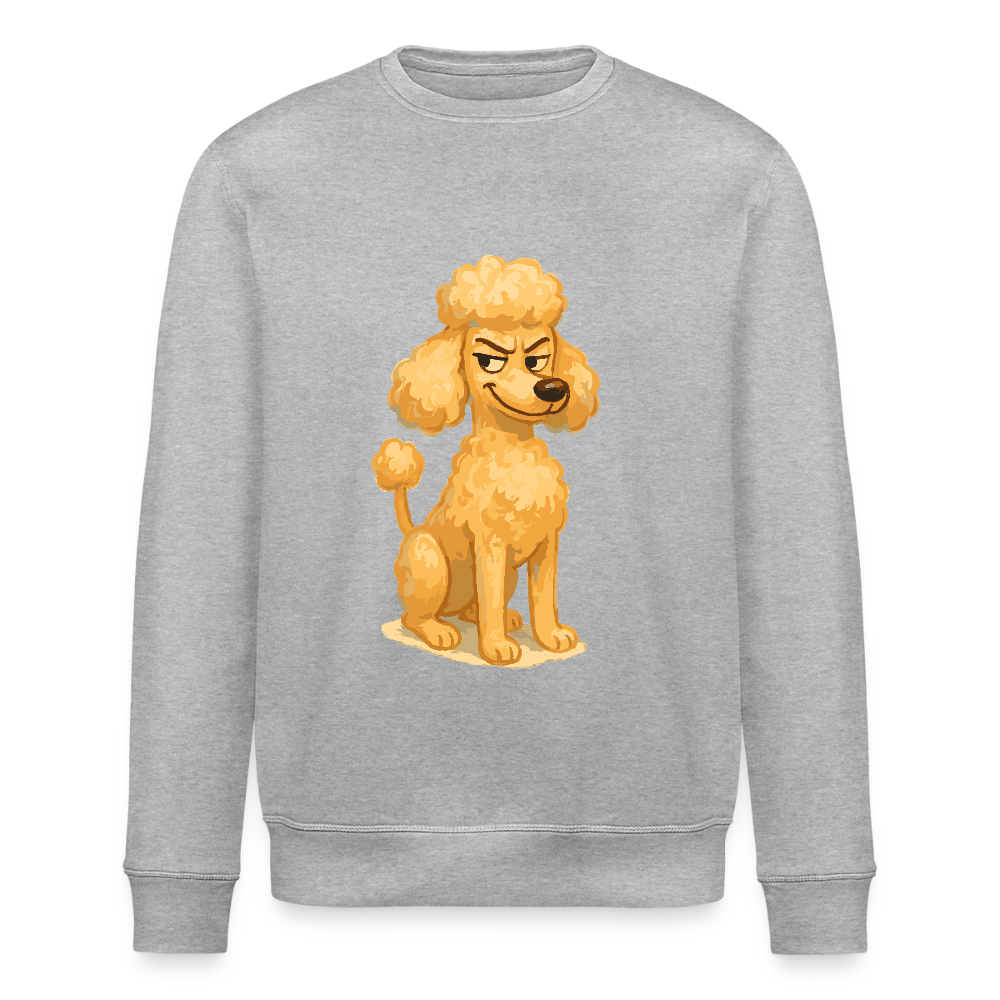 Frecher Pudel Sweatshirt Cartoon im Malstil – Humorvolles Hundemotiv für Tierfreunde und Geschenkidee für Hundeliebhaber - Grau meliert