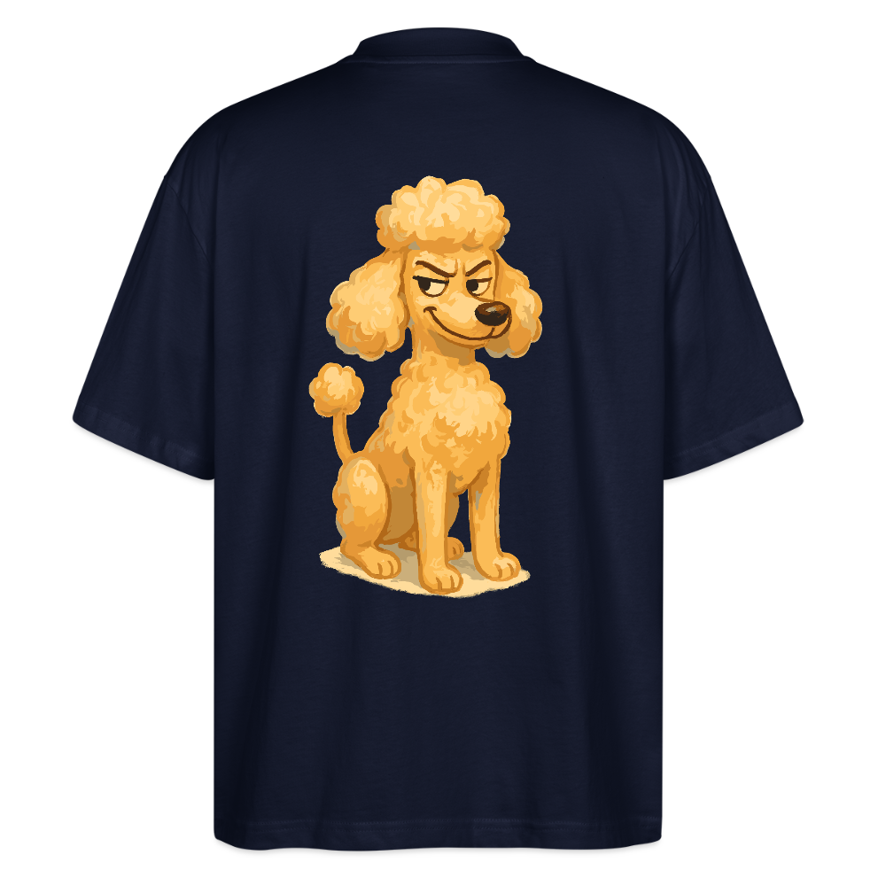 Frecher Pudel Oversized Cartoon im Malstil – Humorvolles Hundemotiv für Tierfreunde und Geschenkidee für Hundeliebhaber - Navy