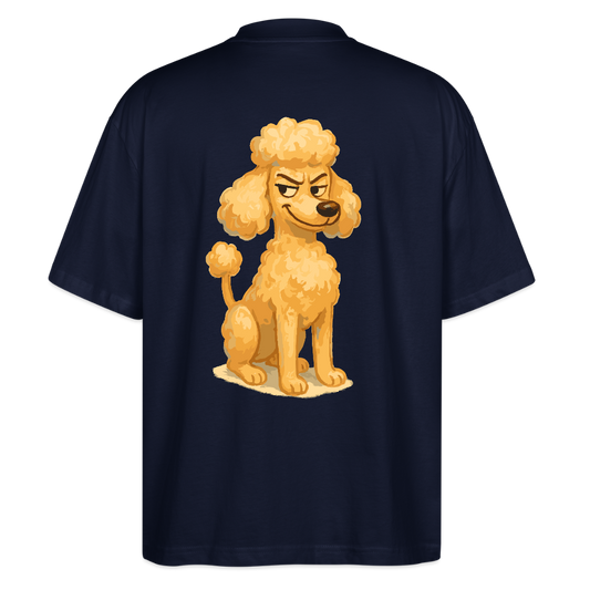 Frecher Pudel Oversized Cartoon im Malstil – Humorvolles Hundemotiv für Tierfreunde und Geschenkidee für Hundeliebhaber - Navy