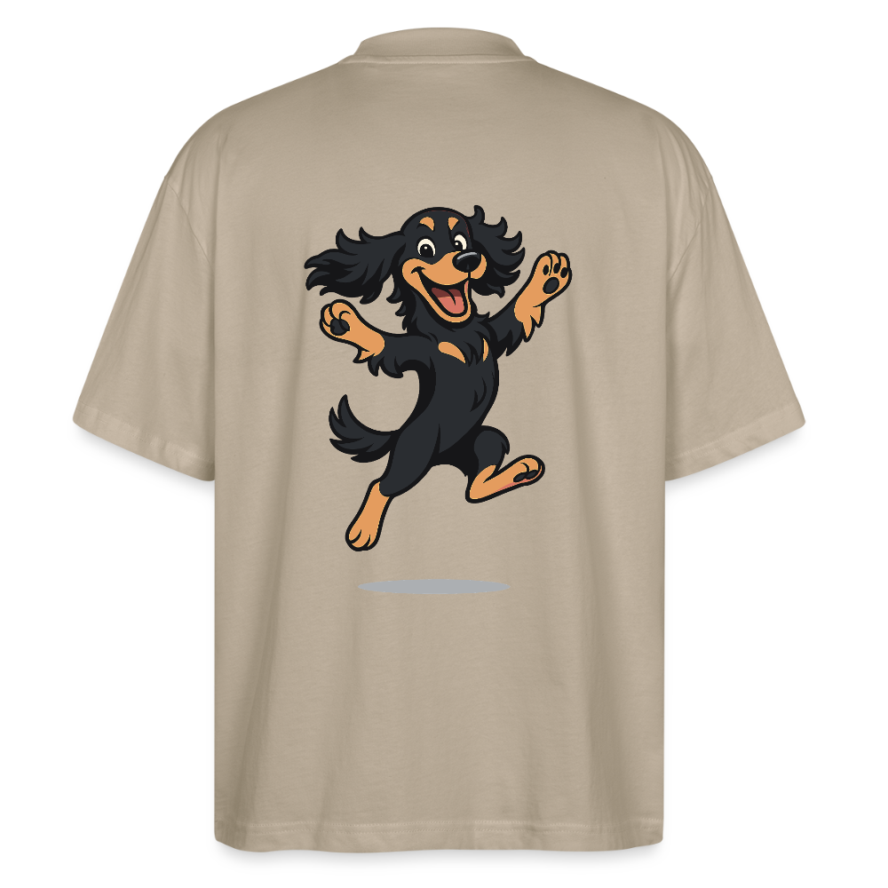 Cocker Spaniel Oversized - fröhlicher hüpfender Cartoon  – lustiges Hundemotiv voller Freude, Geschenkidee für Hundeliebhaber und Tierfreunde - Steingrau
