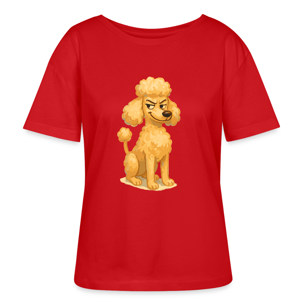 Frecher Pudel Shirt Cartoon im Malstil – Humorvolles Hundemotiv für Tierfreunde und Geschenkidee für Hundeliebhaber - Rot