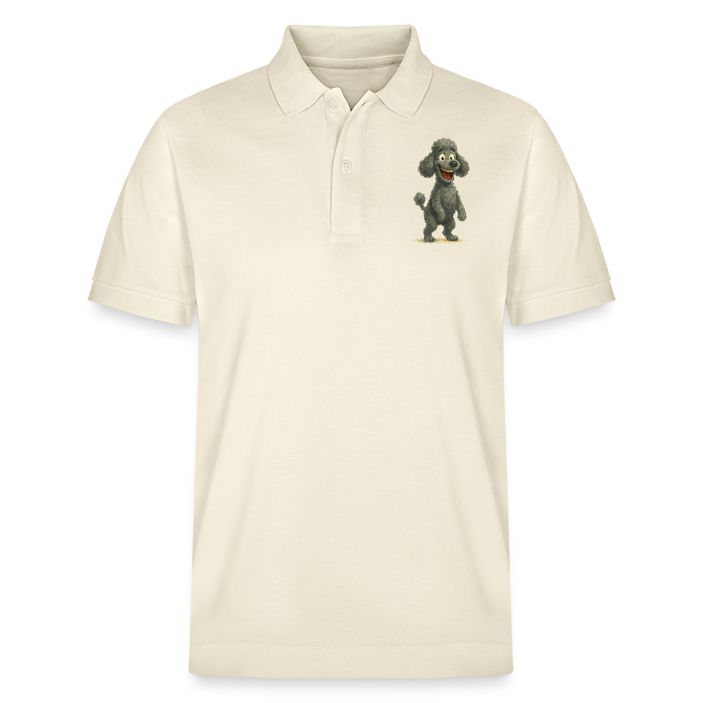 Pudel Poloshirt mit breitem Grinsen Lustiger Cartoon – Witziges Hunde Design für Pudel Fans und Hundeliebhaber - Weißgrau