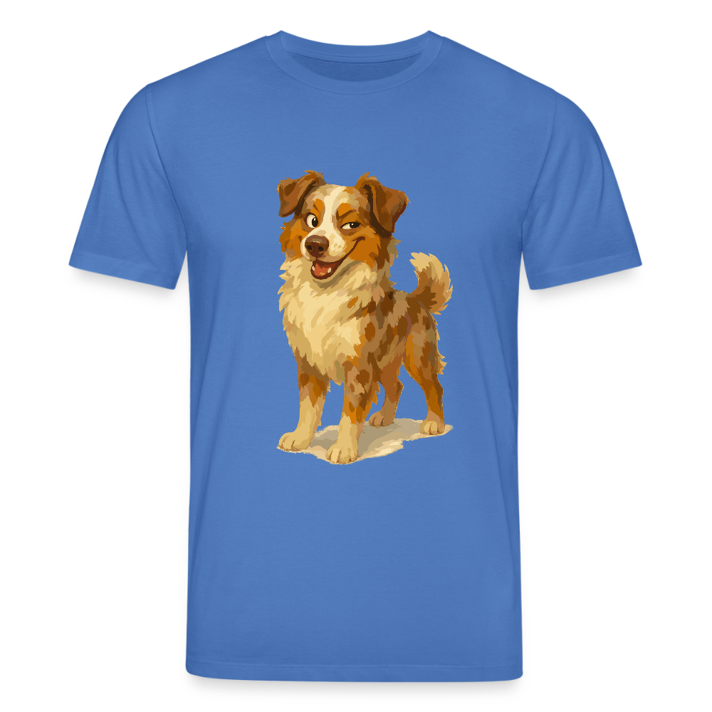 Australian Shepherd T-Shirt Frecher Cartoon mit verschmitztem Grinsen – Humorvolles Hunde Motiv für Tierfreunde und Geschenkideen - Achtsames Blau