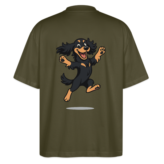 Cocker Spaniel Oversized - fröhlicher hüpfender Cartoon  – lustiges Hundemotiv voller Freude, Geschenkidee für Hundeliebhaber und Tierfreunde - Khaki