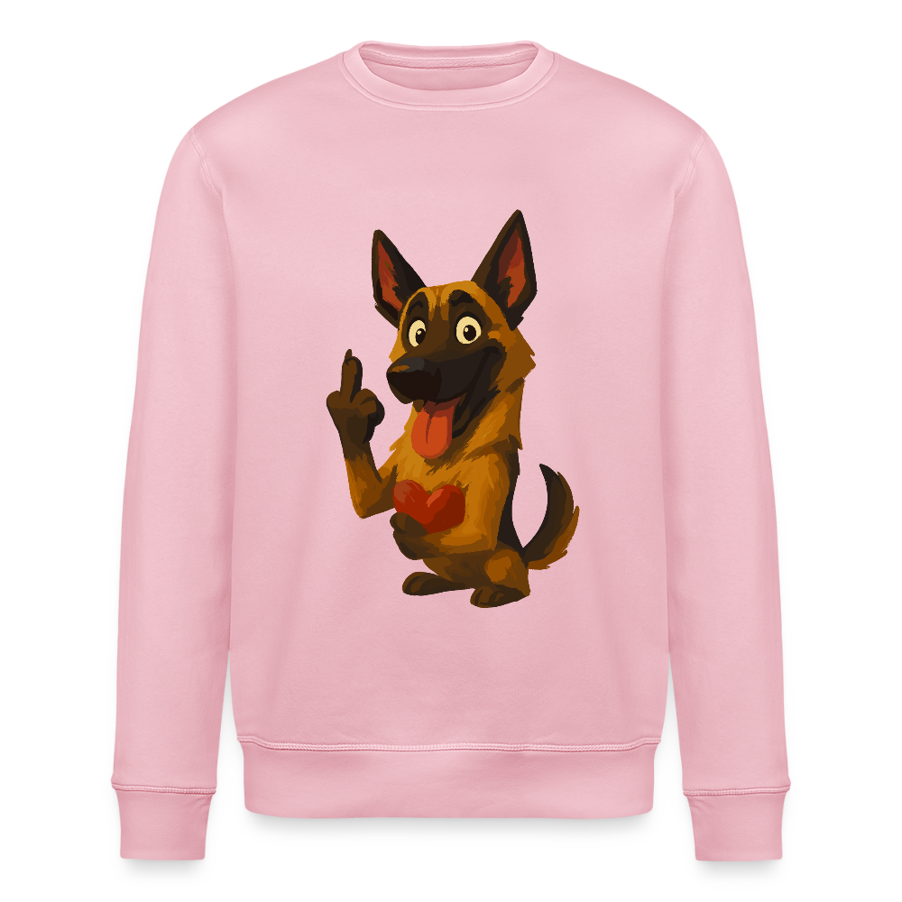 Frecher Malinois Sweatshirt mit Herz – witziges und provokantes Hunde Cartoon Motiv für Hundeliebhaber mit Sinn für Humor - Hellrosa