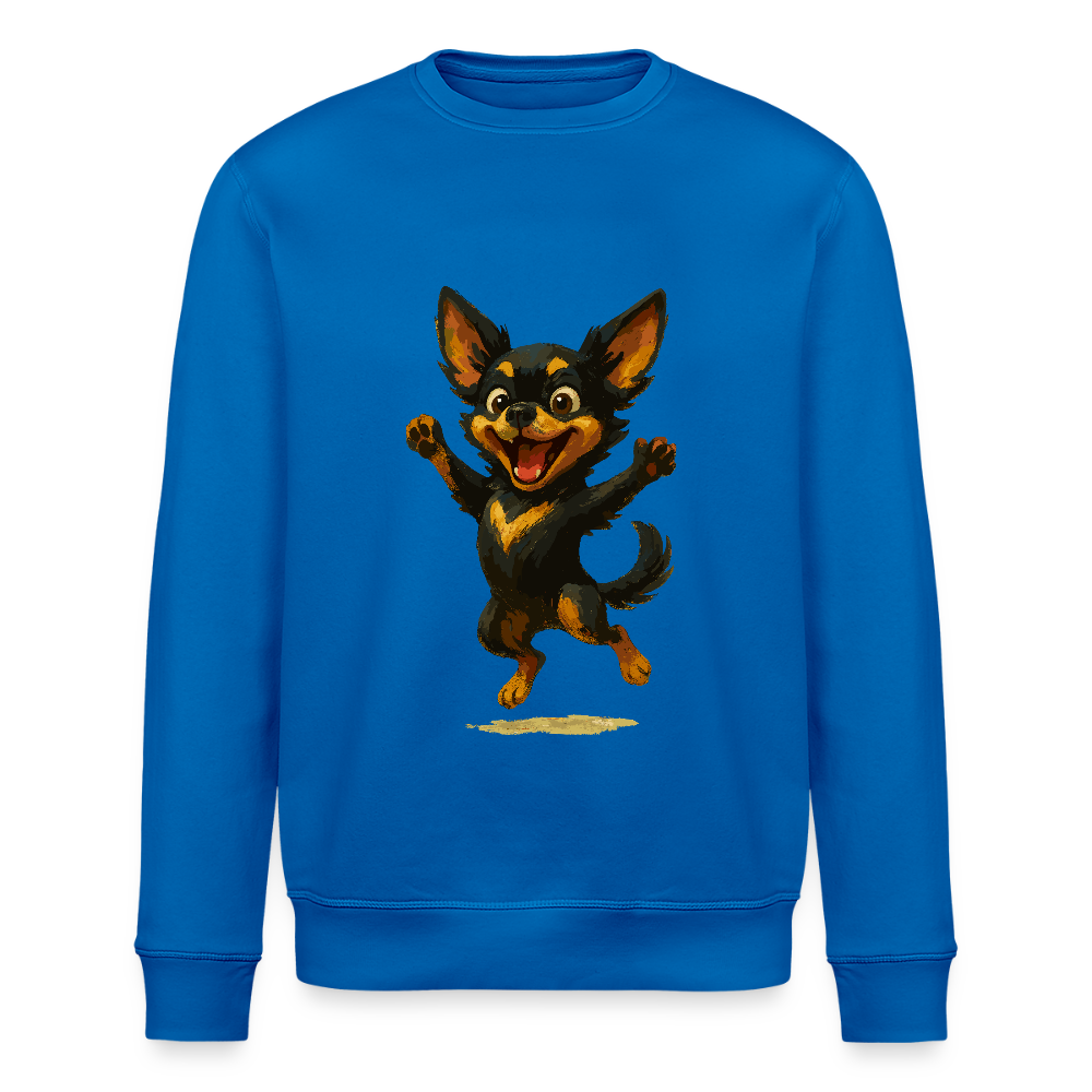 Fröhlicher Chihuahua Cartoon Hund – hüpfendes Tiermotiv voller Lebensfreude, witzige Geschenkidee für Hundefans und Tierfreunde - Königsblau