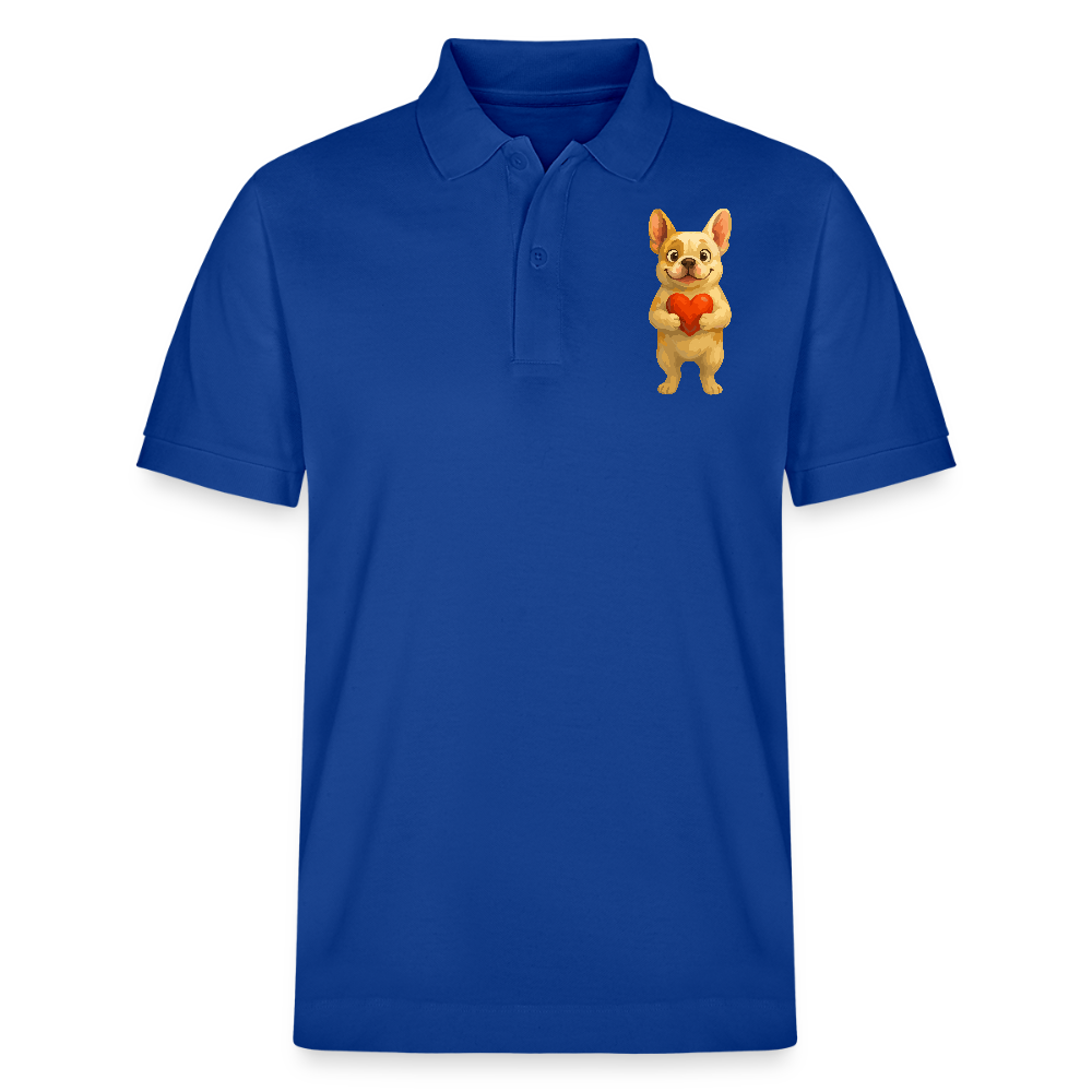 Französische Bulldogge Poloshirt mit Herz Cartoon – Liebevolles Hunde Motiv für Valentinstag, Freundschaft und Geschenkideen - Dunkelblau