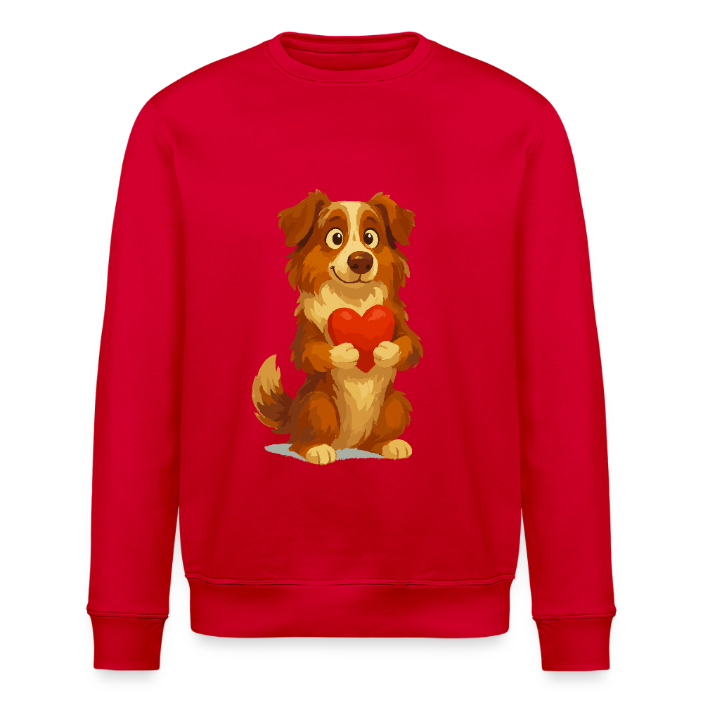 Australian Shepherd Sweatshirt Süßer Cartoon mit Herz – Liebevolles Hunde Motiv für Valentinstag, Freundschaft und Geschenkideen - Rot