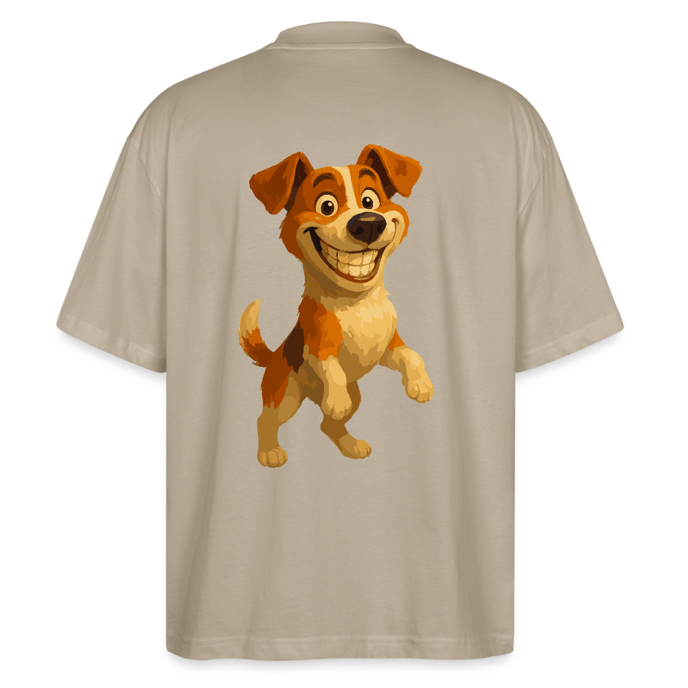 Jack Russell Terrier Oversized breit grinsend – süßer Cartoon Hund, lustiges Motiv für Hundeliebhaber & Geschenkidee für Tierfreunde - Steingrau