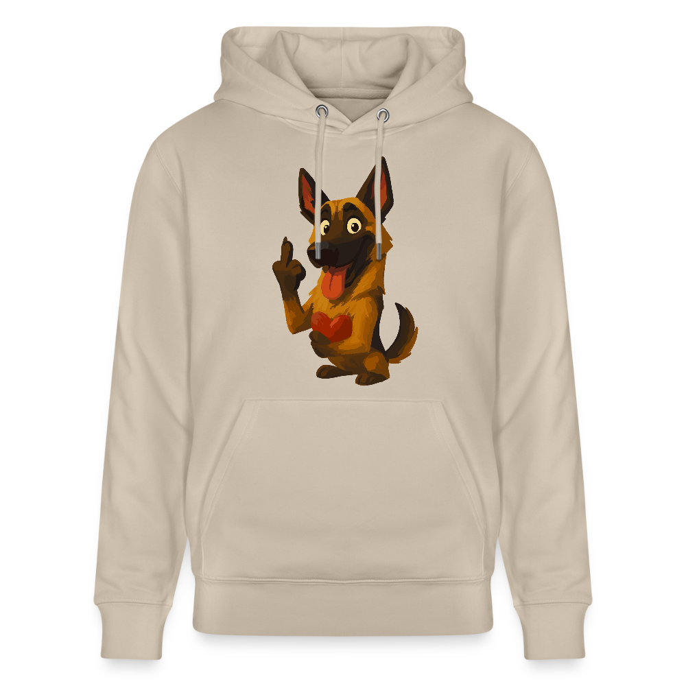 Frecher Malinois Hoodie mit Herz – witziges und provokantes Hunde Cartoon Motiv für Hundeliebhaber mit Sinn für Humor - Beige