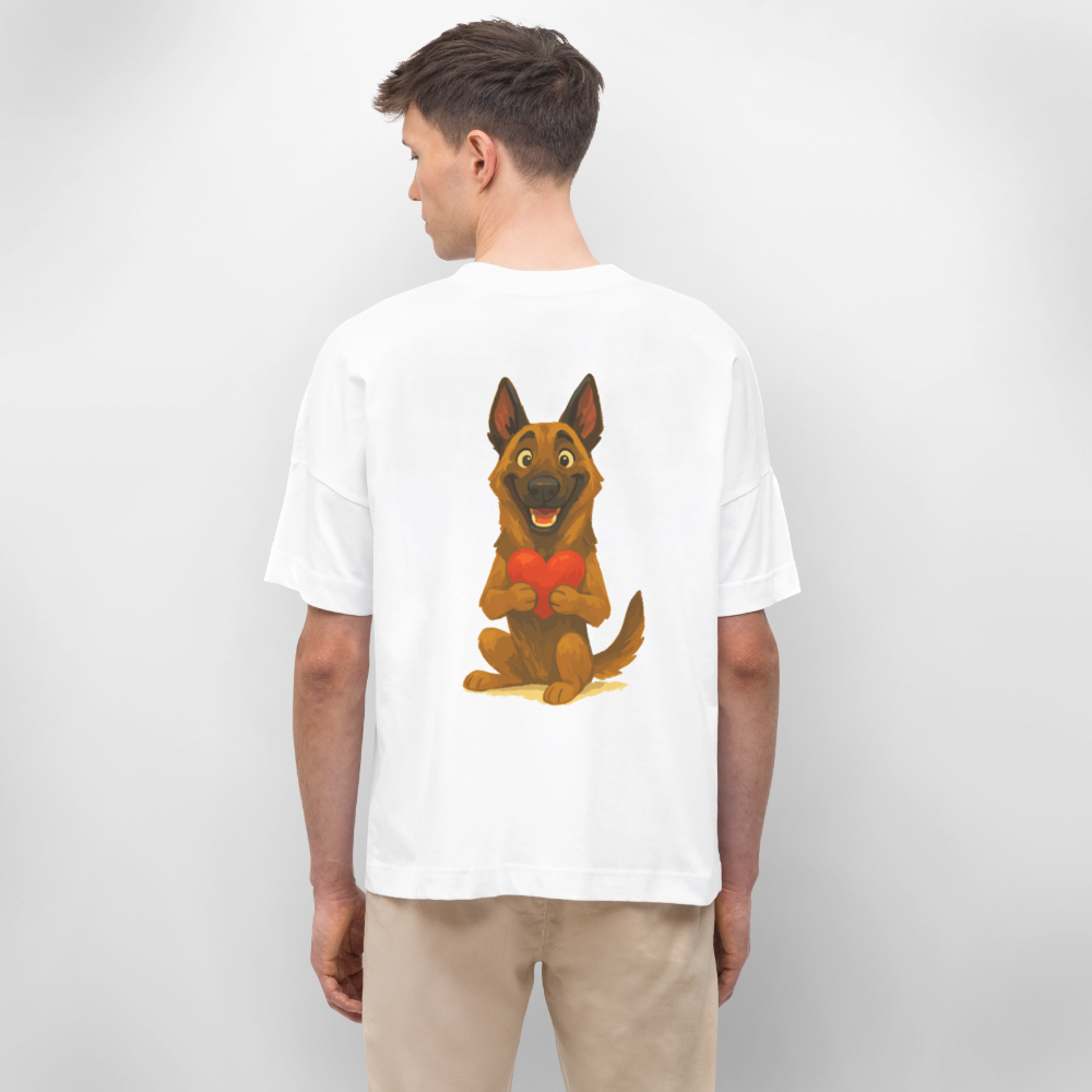 Malinois Oversized mit Herz Cartoon – liebevoller Belgischer Schäferhund als Hunde Motiv für Hundeliebhaber und Geschenkideen - Weiß