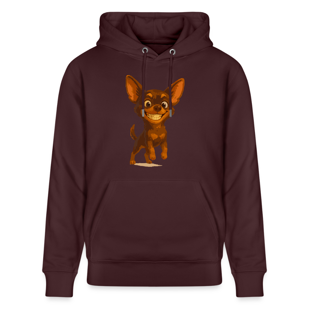 Grinsender Chihuahua Hoodie Cartoon Hund – witziges Tiermotiv mit großem Lächeln, Geschenkidee für Hundefans und Tierfreunde - Maroon