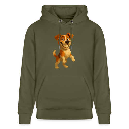 Jack Russell Terrier Hoodie breit grinsend – süßer Cartoon Hund, lustiges Motiv für Hundeliebhaber & Geschenkidee für Tierfreunde - Khaki Grün