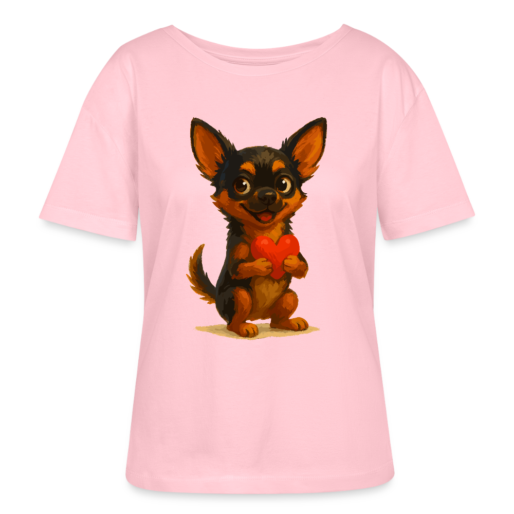 Chihuahua Shirt Cartoon Hund mit Herz – süßes Tiermotiv, Geschenkidee für Hundefans, Valentinstag und romantische Anlässe - Hellrosa