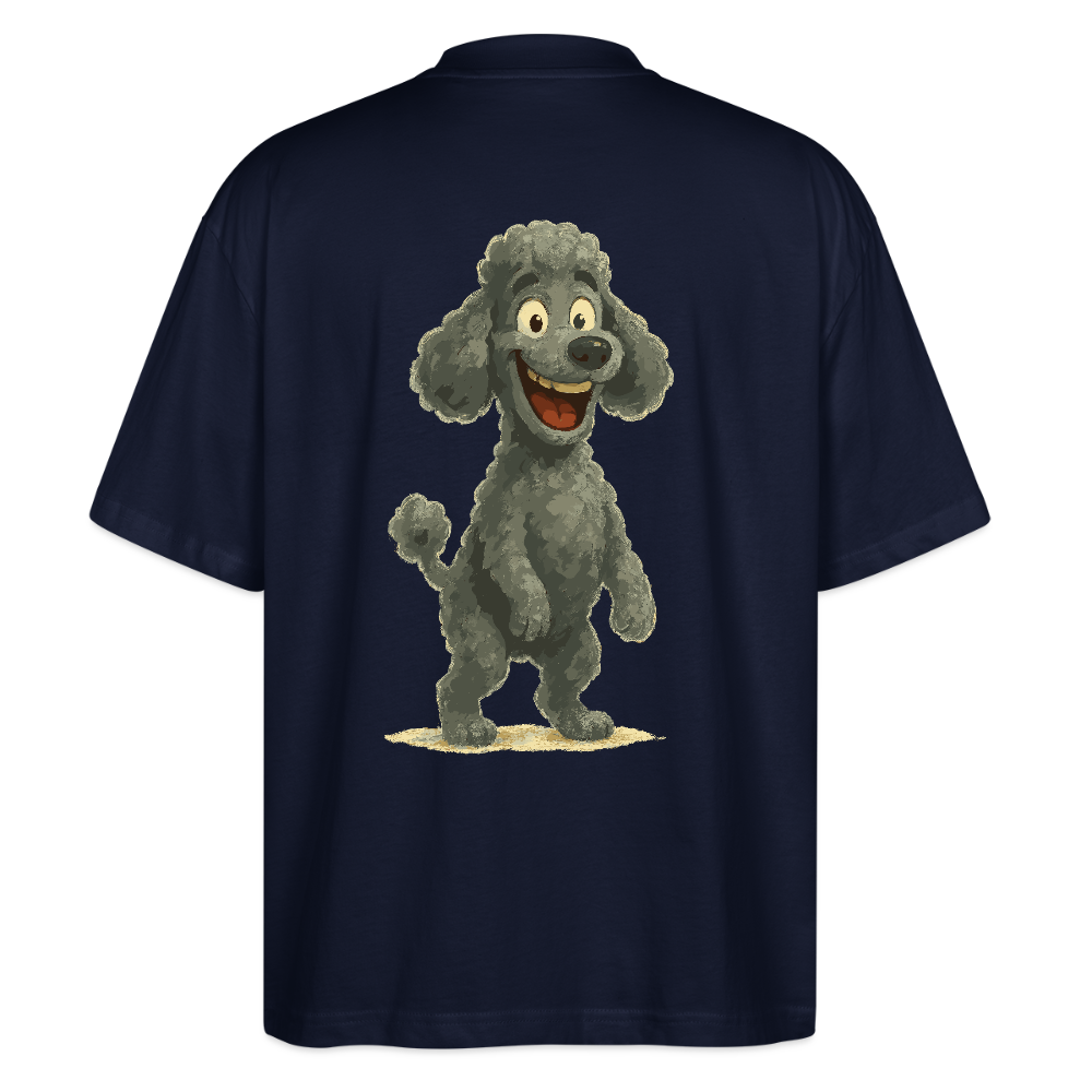 Pudel Oversized mit breitem Grinsen Lustiger Cartoon – Witziges Hunde Design für Pudel Fans und Hundeliebhaber - Navy