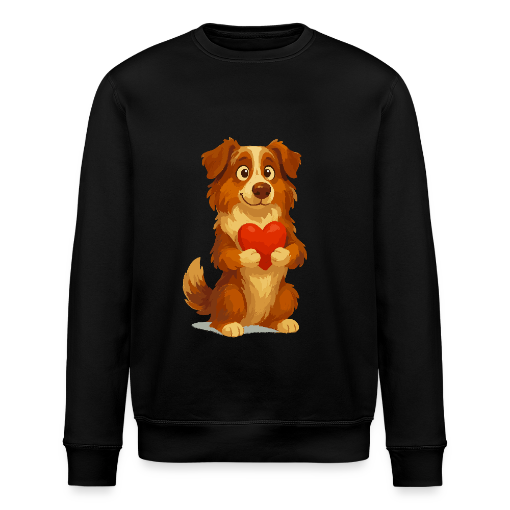 Australian Shepherd Sweatshirt Süßer Cartoon mit Herz – Liebevolles Hunde Motiv für Valentinstag, Freundschaft und Geschenkideen - Schwarz