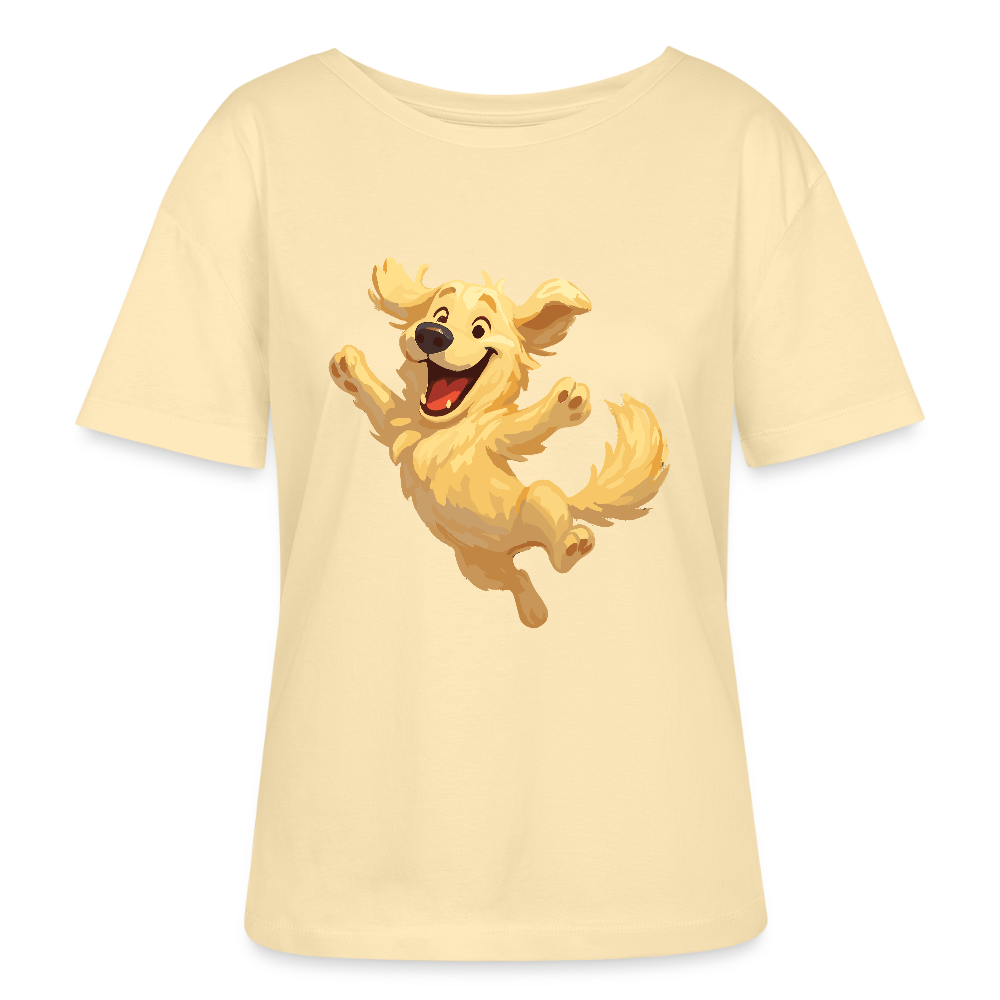 Golden Retriever Shirt Springender Cartoon – fröhliches Hundemotiv, perfektes Geschenk für Hundeliebhaber und Tierfreunde - Creme