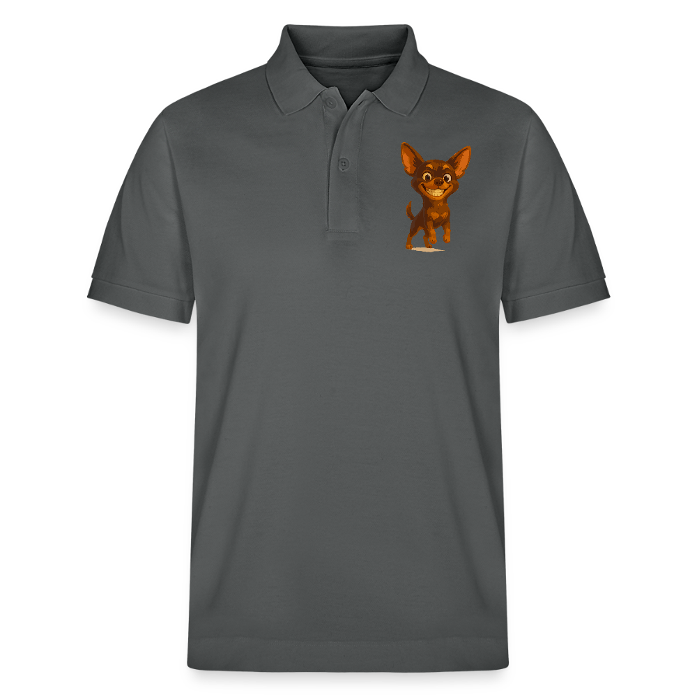 Grinsender Chihuahua Poloshirt Cartoon Hund – witziges Tiermotiv mit großem Lächeln, Geschenkidee für Hundefans und Tierfreunde - Anthrazit