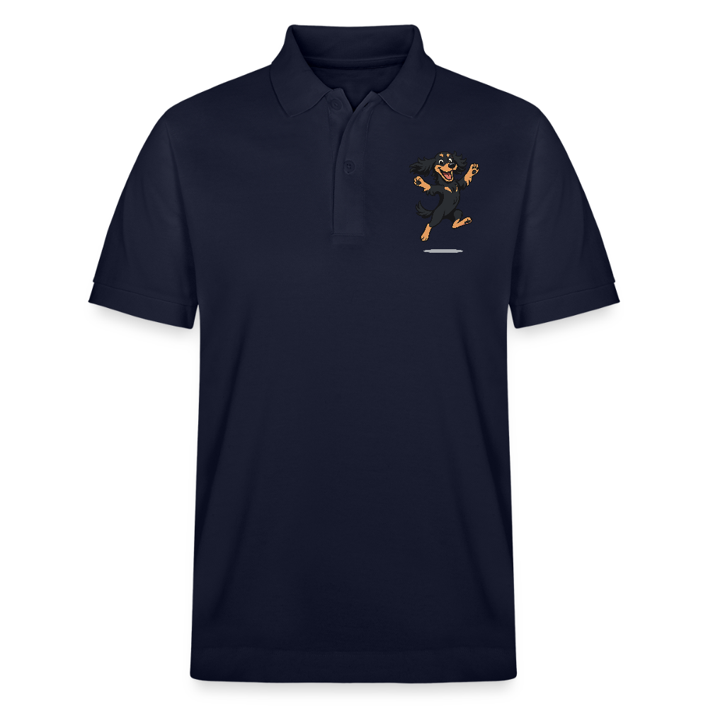 Cocker Spaniel Poloshirt - fröhlicher hüpfender Cartoon  – lustiges Hundemotiv voller Freude, Geschenkidee für Hundeliebhaber und Tierfreunde - Navy