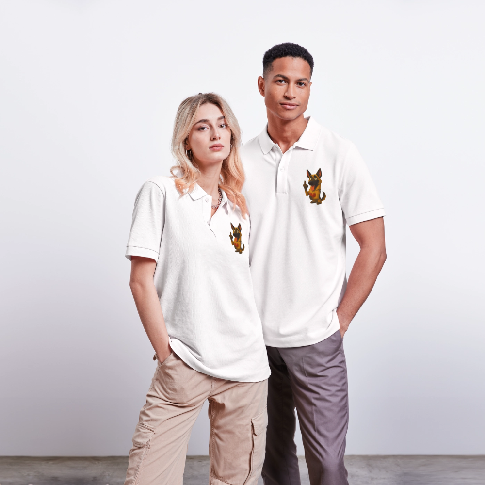 Frecher Malinois Poloshirt mit Herz – witziges und provokantes Hunde Cartoon Motiv für Hundeliebhaber mit Sinn für Humor - Weiß