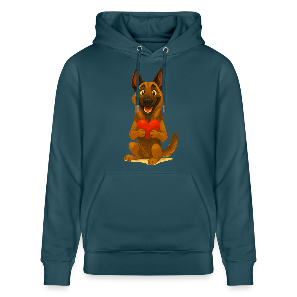 Malinois Hoodie mit Herz Cartoon – liebevoller Belgischer Schäferhund als Hunde Motiv für Hundeliebhaber und Geschenkideen - Dunkles Petrol
