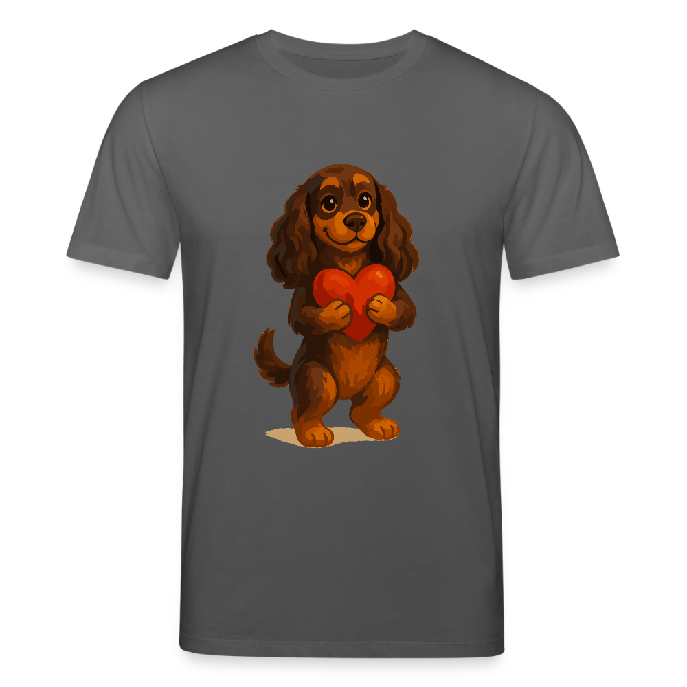 Cocker Spaniel T-Shirt mit Herz – Süßer Cartoon Hund, perfektes Motiv für Valentinstag und Hundeliebhaber - Anthrazit