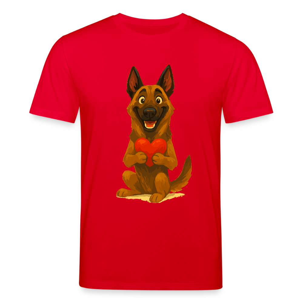Malinois T-Shirt mit Herz Cartoon – liebevoller Belgischer Schäferhund als Hunde Motiv für Hundeliebhaber und Geschenkideen - Rot