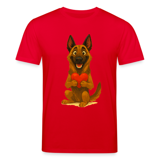 Malinois T-Shirt mit Herz Cartoon – liebevoller Belgischer Schäferhund als Hunde Motiv für Hundeliebhaber und Geschenkideen - Rot