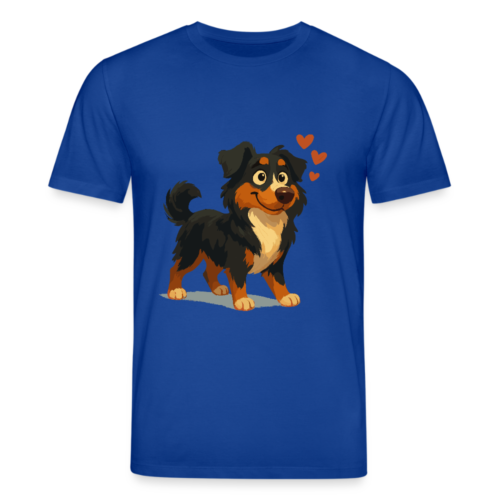 Australian Shepherd T-Shirt Verliebter Cartoon mit roten Herzen – Liebevolles Hunde Motiv für Valentinstag, Freundschaft und Geschenkideen - Dunkelblau