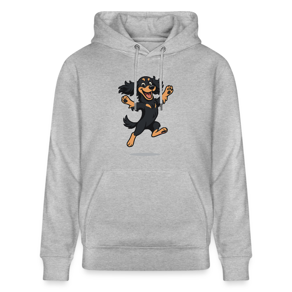 Cocker Spaniel Hoodie - fröhlicher hüpfender Cartoon  – lustiges Hundemotiv voller Freude, Geschenkidee für Hundeliebhaber und Tierfreunde - Grau meliert
