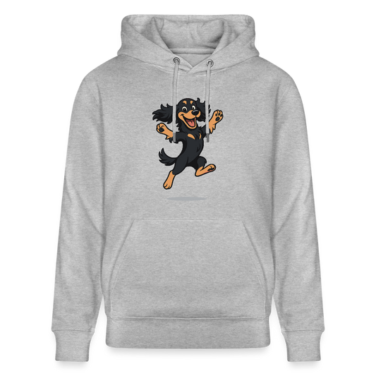 Cocker Spaniel Hoodie - fröhlicher hüpfender Cartoon  – lustiges Hundemotiv voller Freude, Geschenkidee für Hundeliebhaber und Tierfreunde - Grau meliert