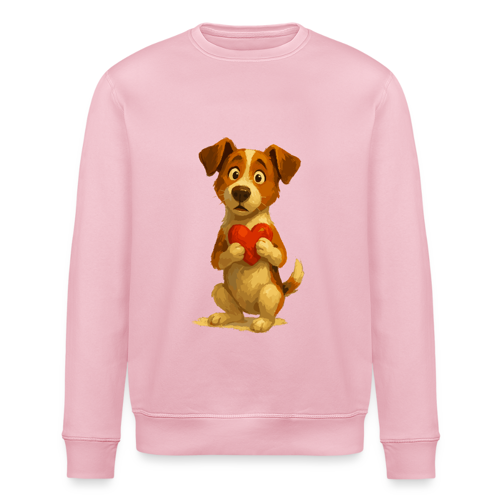 Jack Russell Terrier Sweatshirt mit Herz – süßes Cartoon Motiv, liebevoller Hund, Geschenkidee für Valentinstag und Hundeliebhaber - Hellrosa