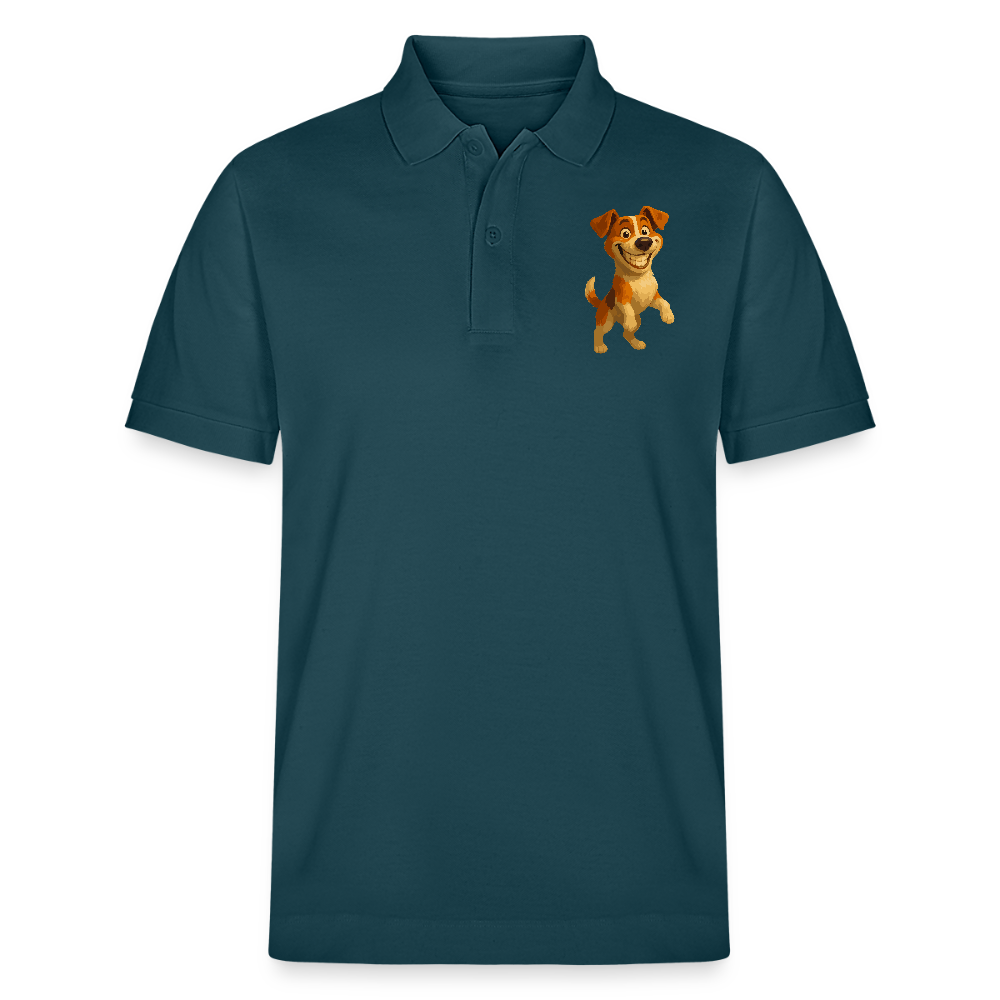 Jack Russell Terrier Poloshirt breit grinsend – süßer Cartoon Hund, lustiges Motiv für Hundeliebhaber & Geschenkidee für Tierfreunde - Dunkles Petrol