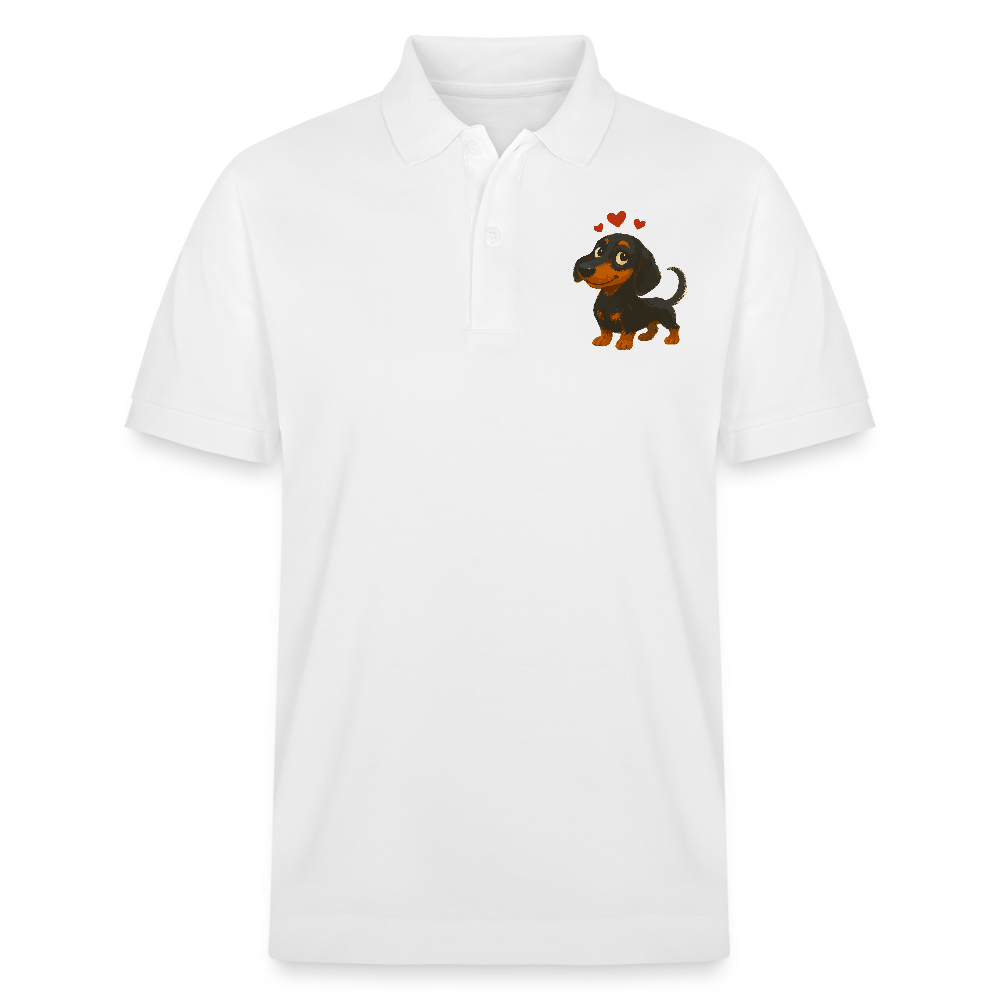 Dackel Poloshirt – Verliebter Cartoon Dachshund | Süßer Hund Pullover Geschenk mit Herzen für Valentinstag & Hundefans - Weiß