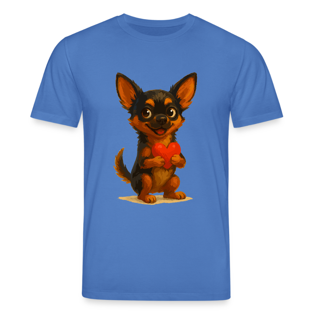 Chihuahua T-Shirt Cartoon Hund mit Herz – süßes Tiermotiv, Geschenkidee für Hundefans, Valentinstag und romantische Anlässe - Achtsames Blau