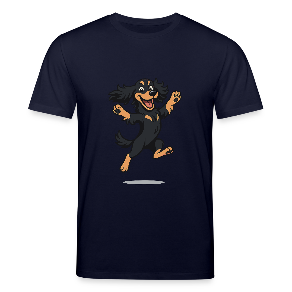 Cocker Spaniel T-Shirt - fröhlicher hüpfender Cartoon  – lustiges Hundemotiv voller Freude, Geschenkidee für Hundeliebhaber und Tierfreunde - Navy