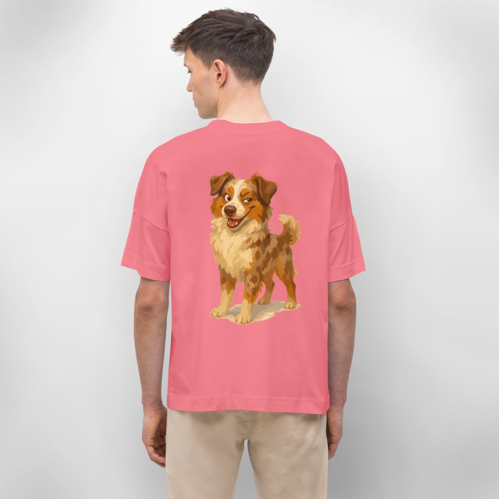 Australian Shepherd Oversized Frecher Cartoon mit verschmitztem Grinsen – Humorvolles Hunde Motiv für Tierfreunde und Geschenkideen - Pink