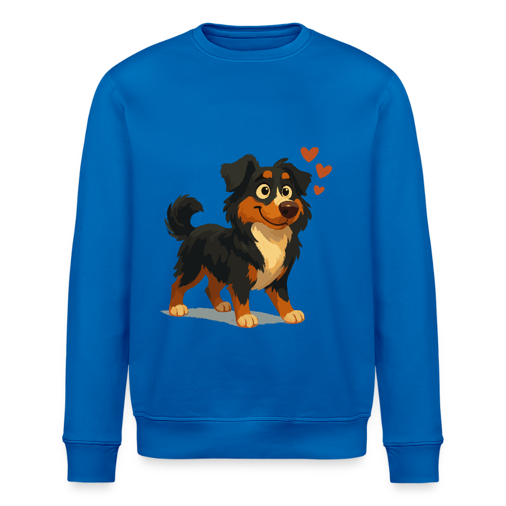 Australian Shepherd Sweatshirt Verliebter Cartoon mit roten Herzen – Liebevolles Hunde Motiv für Valentinstag, Freundschaft und Geschenkideen - Königsblau